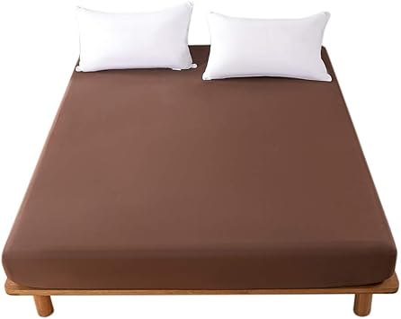 Amazon ボックスシーツ クイーン ベッドシーツ マットレスカバー 通気速乾 シワになりにくい マチ30cm 柔らかい 軽い シーツカバー 色落ちない オールシーズン ホテル式 全周ゴムバンド付 防ダニ クイーン 160 0cm ブラウン ボックスシーツ オンライン通販
