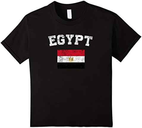 unisex-child Egyptian Flag Shirt - Vintage Egypt T-Shirt 8 Black