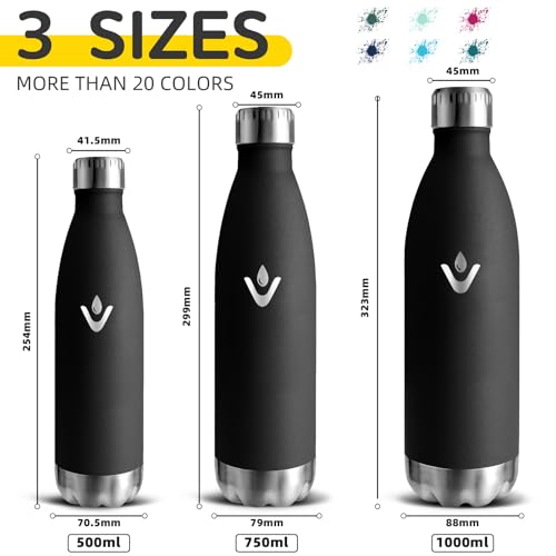 Botella Agua Acero Inoxidable, Botella Termica 500ml Sin BPA, Conserva 12 Horas Caliente, 24 frio, Prueba de Fugas Termo, Reutilizable Cantimplora Termica para Niños, Bicicleta, Senderismo