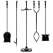Best Choice Products 5-Piece Rustic Indoor Outdoor Fireplace Hearth Wrought Iron Fire Wood Tool Set, Black primary