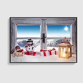 Framed Canvas Home Artwork Decoration Merry Christmas Canvas Wall Art for Living Room, Bedroom - 16x24 inches