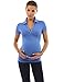 PattyBoutik Mama Collar Short Sleeve Maternity Polo Shirt (Blue M)