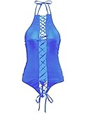 Amoretu Womens Ribbon Bodysuits Halter Teddy Lingerie
