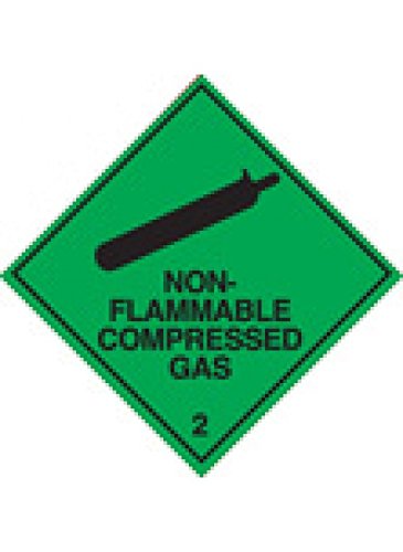 Caledonia Signs 59740 Non-Flammable Compressed Gas 2 100 S/A Label, 100 mm x 100 mm