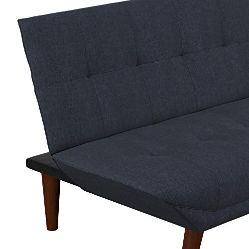 REALROOMS Adley Small Space Convertible Modern Futon Couch Lounger, Navy Blue Linen - Thumbnail 4