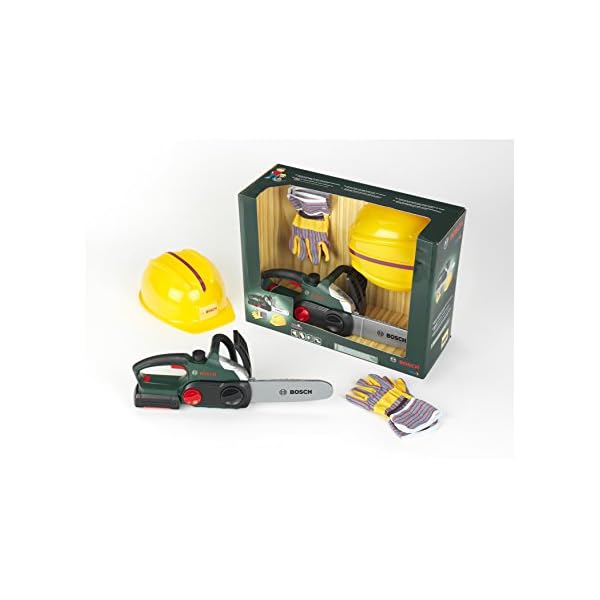 Theo Klein 8456 Bosch Worker Set I Robust chainsaw with light and sound I Incl Helmet and Work Gloves for Role - Playing… – Bild 4