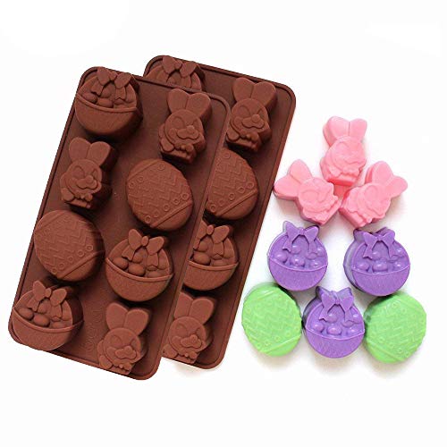Easter Chocolate Cupcakes - Carrot Patch Cupcakes 19 2-Pack Easter Egg and Bunny Mold - MoldFun Giant Easter Silicone Mold for Jello, Ice Cube, Chocolate, Candy, Baking Muffin Cake Cupcake, Soap, Bath Bomb, Lotion Bar