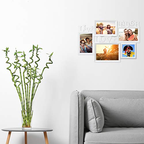 Relaxdays Live Love Laugh Multi Photo Frame, Plastic, Black, 31 x 45.5 x 2 cm