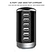 USB Charger 6-Port Desktop USB Charging Station with Smart Identification Technology Compatible with iPhone 15/14/13pro Max 12/12 Mini/12Pro/12 Pro Max/11,Tablets, Smartphones (Black)