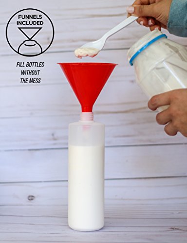 Premium Plastic Squeeze Squirt Bottles for Sauces with Leak-Proof Cap (16 oz, 6 pack) with Writable Exterior and Funnels | Ideal for Condiments, Ketchup, BBQ, Dressing, Paint, Workshop and Pancake Art