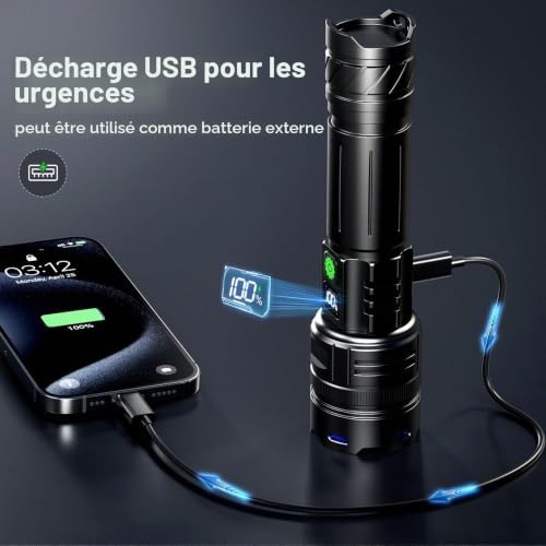 lampe Torche Rechargeable 1000000 Single One Mode 15 heures