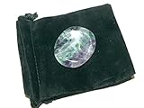 Zentron Crystal Collection: Polished Fluorite Worry Stone in Velvet Pouch Healing Thumb Palm Gemstone