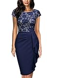 Miusol Women's Floral Lace Ruffle Slim Cocktail Party Dress