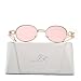 MINCL/Vintage Designer Fashion Sunglasses Oval Frame UV Protection (gold-pink, gold-pink)