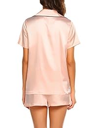 Pijama corto de verano de satén para dama, pijama de 2 piezas