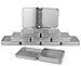 Large Square Metal Hinged Tins (12-Pack); 3.5 x 3.5 x .75 Inches, Silver Boxes for Mints, Candies, Favors, Game Pieces, Geocaching & More