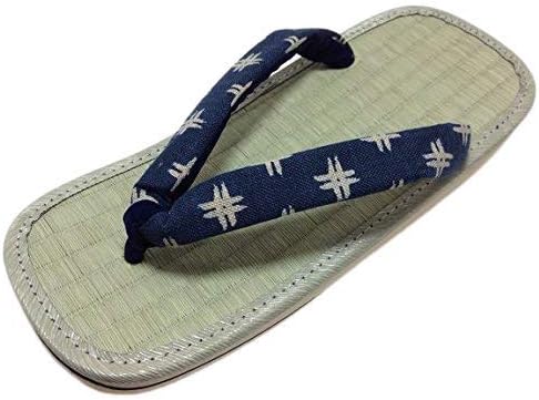 Amazon 日本製 メンズ い草雪駄 藍染 井桁 L寸 スポンジ底 健康履物 畳 たたみ 草履 和柄サンダル 草鞋 わらじ ワラジ セッタ 粋 和柄浴衣 半纏 甚平 作務衣 祭 神輿 花火 父の日 誕生日 ギフト プレゼント 下駄 草履