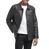 Levi's Men's Buffed Cow Faux Leather Hooded Trucker
