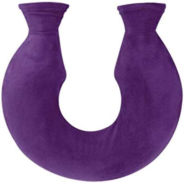 Greatpassion Hot Water Bottle, U Type Transparent PVC Rubber Bottle Neck Protection Warm PVC Plush Cloth Warmer Heated Water Bag Neck Warmer with Soft Cover Cushion