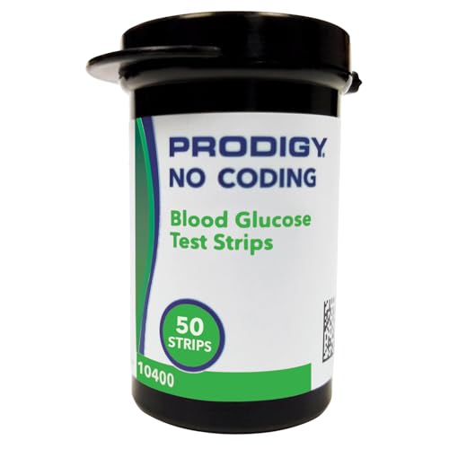 PRODIGY 10500 100ct Test Strips with AutoCode Talking Meter Starter Kit, PRODIGY AutoCode Blood Glucose Talking Meter, No Coding Blood Glucose Test Strips (2 vials of 50ct), Adjustable Depth Lancing Device, Twist Top Lancets 28G (10ct), Carrying Case, Quick Reference Guide, Owner's Manual
