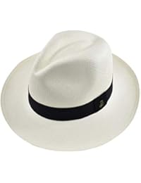 Original Panama Hat - White Classic Fedora - Black Band - Toquilla Straw - Handwoven in Ecuador (XLarge | 60cm)