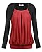 DJT Women's Boat Neck Pleated Front Faux Twinset Blouse T-Shirt Top