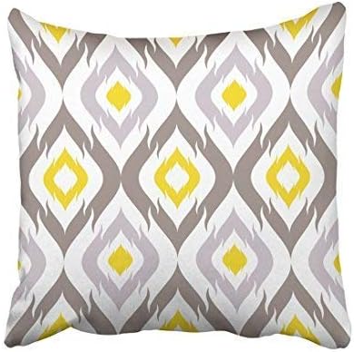 White Accessory Faux Ikat Tribal Pattern Yellow All Bunting Graphic Grey Interior Over Throw Pillowcase Covers Home Decor Decorative 18 x 18 Canvas