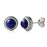Small Blue Genuine Lapis Lazuli 925 Sterling Silver