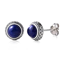 Small Blue Genuine Lapis Lazuli 925 Sterling Silver