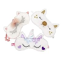 [3 PACK] MicroBird Unicorn Sleeping Mask Cute Unicorn Horn Soft Plush with silk, Blindfold Eyeshade for Kids and Women