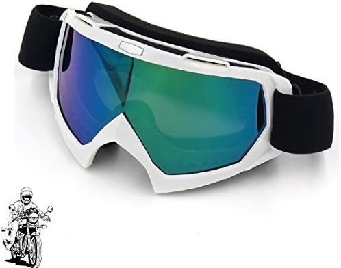 Ski Goggles Snowboard Adjustable UV Protective Motorcycle Cycling Goggles for Men, Women &amp; Youth, Windproof Anti-Glare Outdoor Sports UV400 Protective Goggles (White Frame- Multicolor Lens)