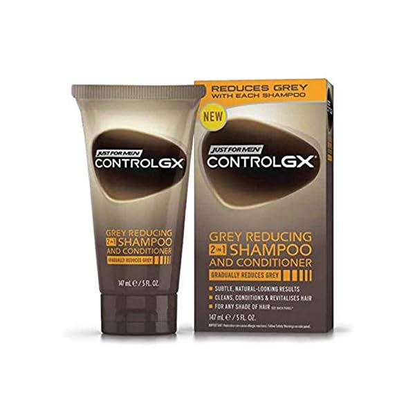 Just for men Control GX, Grey Reducing 2-in-1 Shampoo & Conditioner for Grey Hair – All Shades, 147 ml