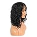 Bob Human Hair Lace Front Wigs Wavy Short Lace Frontal Wigs with Bangs Body Wave Off Black Glueless Shoulder Length Human Hair Wig 12'' 1B Natural Black