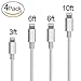 MoonKong PowerLine MFi Certified, iPhone Charger 4Pack 3/6/6/10FT Nylon Braided 8 pin Charging Cables USB Charger Cord,Lighting cable for iPhoneX/8/7/7Plus/6s/6sPlus/6/6Plus/5/5S/ iPad and iPod(white)