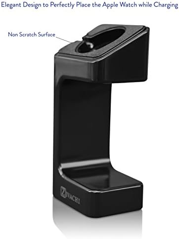 Best Apple Watch Charging Stand for 38mm and 42mm from ZIVACHI, Highest Quality, Lightweight and Portable, for Home and Office, Non Slip Surface and Bottom. Protection from Scratching. (Black w/Logo)