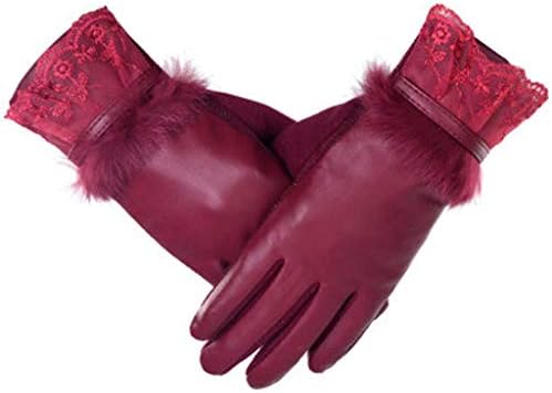 HEHE Leather Gloves Ladies Winter Touch Screen Riding Electric Warm Gloves Plus Velvet Thickening Windproof Cold Gloves