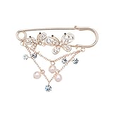 Maikun Pearl Diamante Ornament Pin Brooch Breastpin Broach Pin Clip Butterfly Shape