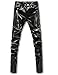 Moonwalk Men's Faux PU Leather Skinny Slim Fit Straight Leg Metallic Biker Pants Black