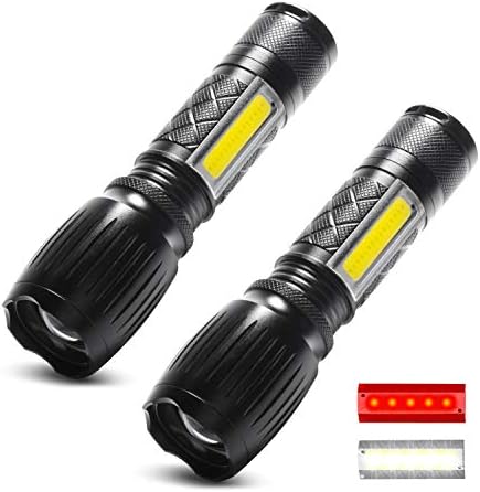 Tactical Flashlight 2 Pack, WdtPro High Lumen Taclight Pro Flashlights with COB LED Lantern, Magnetic Base, 6 Modes and Zoom Function, As Seen on TV Lantern + Flashlight in-1 for Camping, Hiking