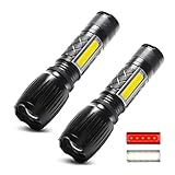 Tactical Flashlight 2 Pack, WdtPro High Lumen Taclight Pro Flashlights with COB LED Lantern, Magnetic Base, 6 Modes and Zoom Function, As Seen on TV Lantern + Flashlight in-1 for Camping, Hiking