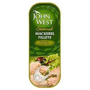 John West Steam Cooked Mackerel Fillets in Olive Oil (110g) - Pack of 2