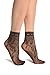 Brown Roses Lace With Comfort Top Ankle High Socks - Socks