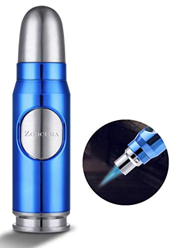 Zoocura Ice Blue Torch Lighter, Refillable Butane Torch Lighters Adjustable Jet Flame Windproof Lighter for Grill Pocket BBQ Camping, Deluxe Gift Box (Gas Not Included)