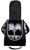 Athletico Golf Shoe Bag - Zippered Shoe Carrier Bags with Ventilation & Outside Pocket for Socks, Tees, etc. Perfect Storage (Black)