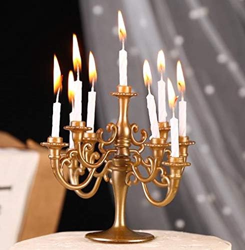 Kingyo Birthday Candelabra Candles Holder, Party Cake Topper with 9 Candles Perfect for Parties, Birthdays, Weddings, Bachelorette Parties