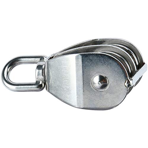 DasMarine 2 Pack M32 Double Pulley Block in 304 Stainless Steel Crane Swivel Hook Double Pulley Roller Loading (M32)