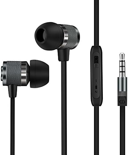 Brisie In-ear Headphones,Earphone with Microphone and Remote Control, Metallic Housing (Black)