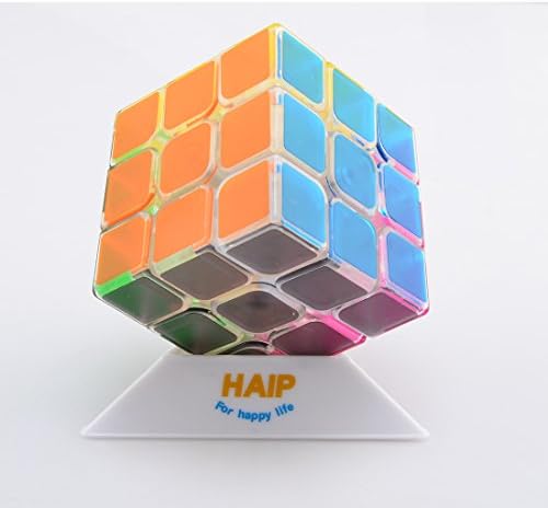 Puzzle Cube, Haip 3x3x3 Speed Cube Magic Cube (Base Holder/Bag Included) (Transparent)