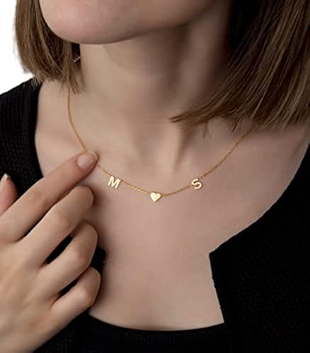 Anitta Jewelry Tiny Gold Initial Heart Necklace, Personalized
