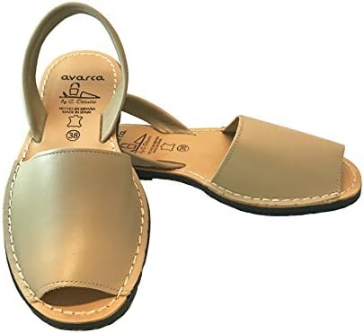 AVARCAS 101 Avarcas Women's Flat Leather Summer Sandals (6, Beige)